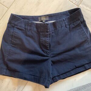 J.Crew size 8 Chino Cotton Twill Shorts Women Navy Blue Casual Pockets Zip Fly